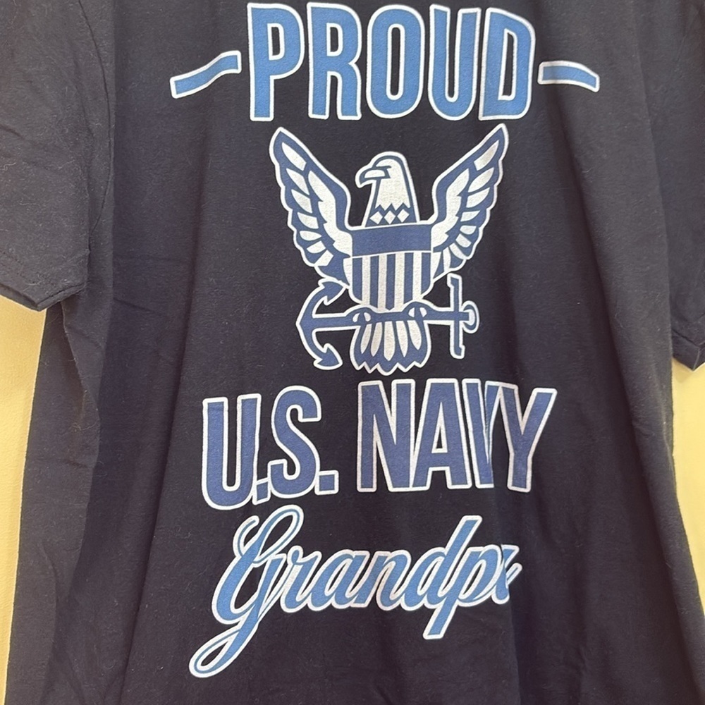 Anvil | Black Blue White “Proud US Navy Grandpa” Ring Spun Cotton SS T-Shirt XL - Picture 2 of 9